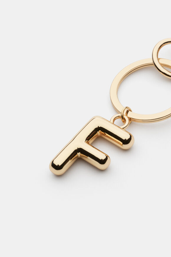 Gold Initial Keyring  F  hi-res
