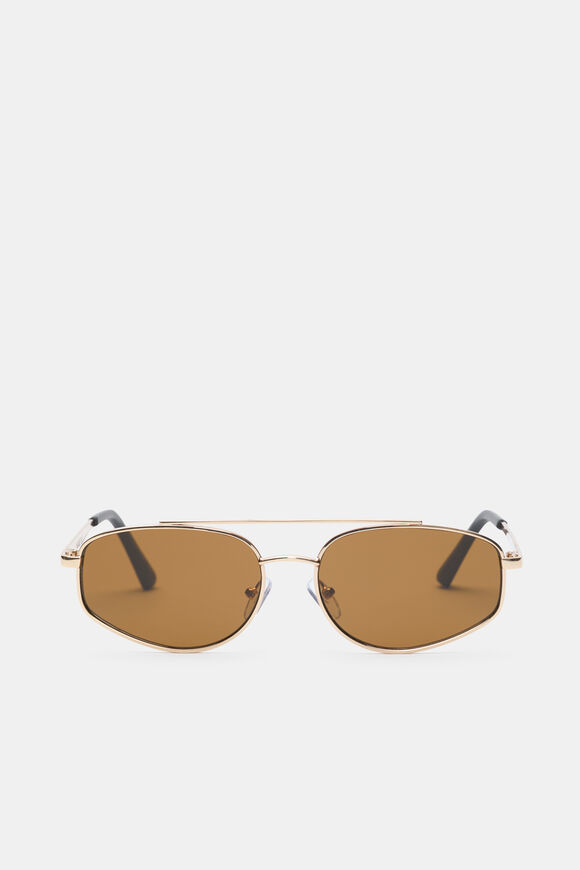 Clover Oval Aviator Sunglasses  Gold  hi-res