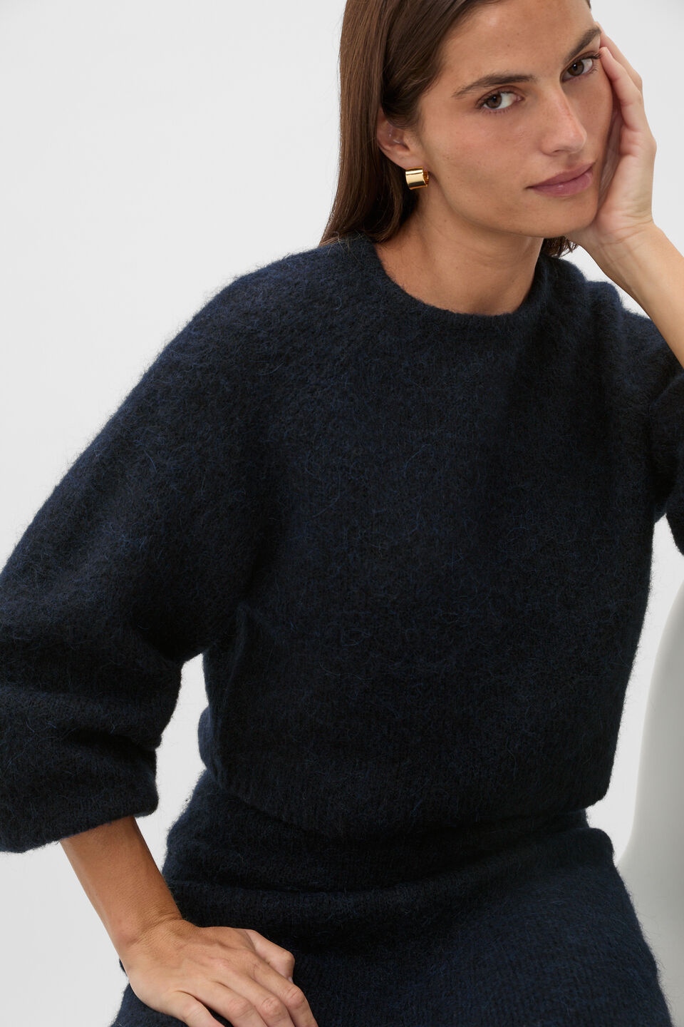 Luxe Fluffy Crop Knit  Twilight Blue