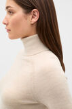 Merino Roll Neck Raglan Knit  Cashew Cream Marle  hi-res