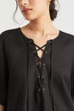 Linen Tie Up Kaftan  Black  hi-res