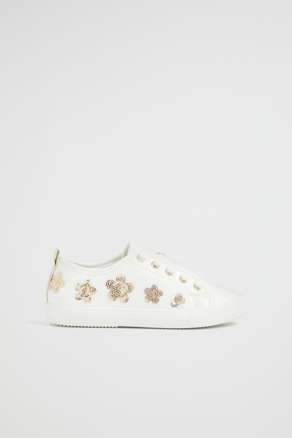 Daisy Sequin Trainer  White  hi-res