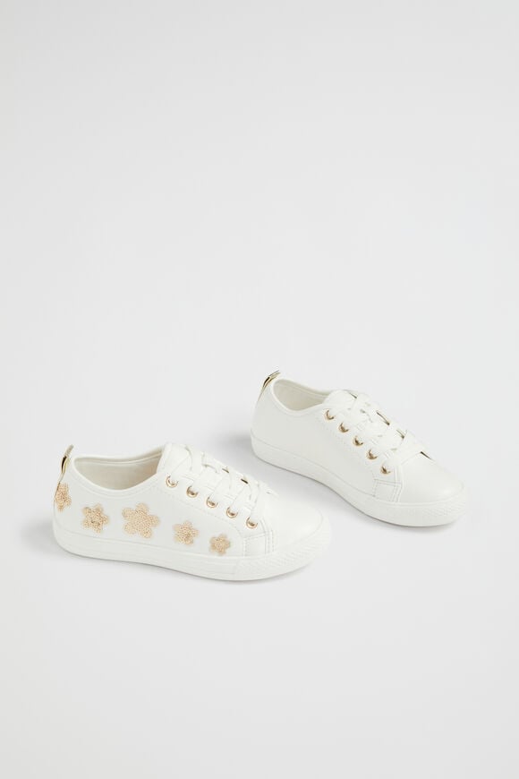 Daisy Sequin Trainer  White  hi-res