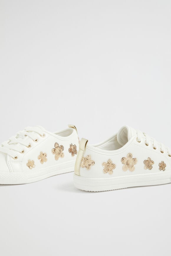 Daisy Sequin Trainer  White  hi-res