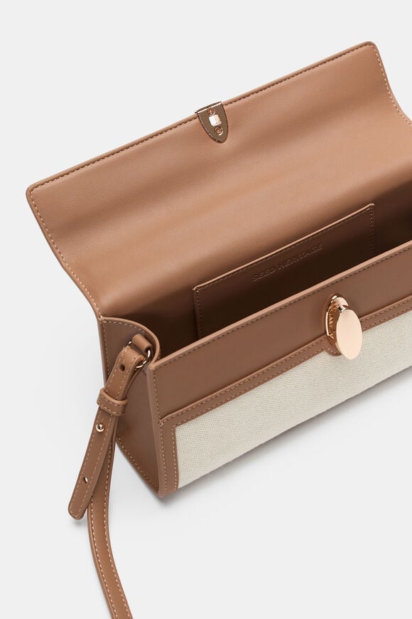 Textured Fabric Clutch  Toffee  hi-res