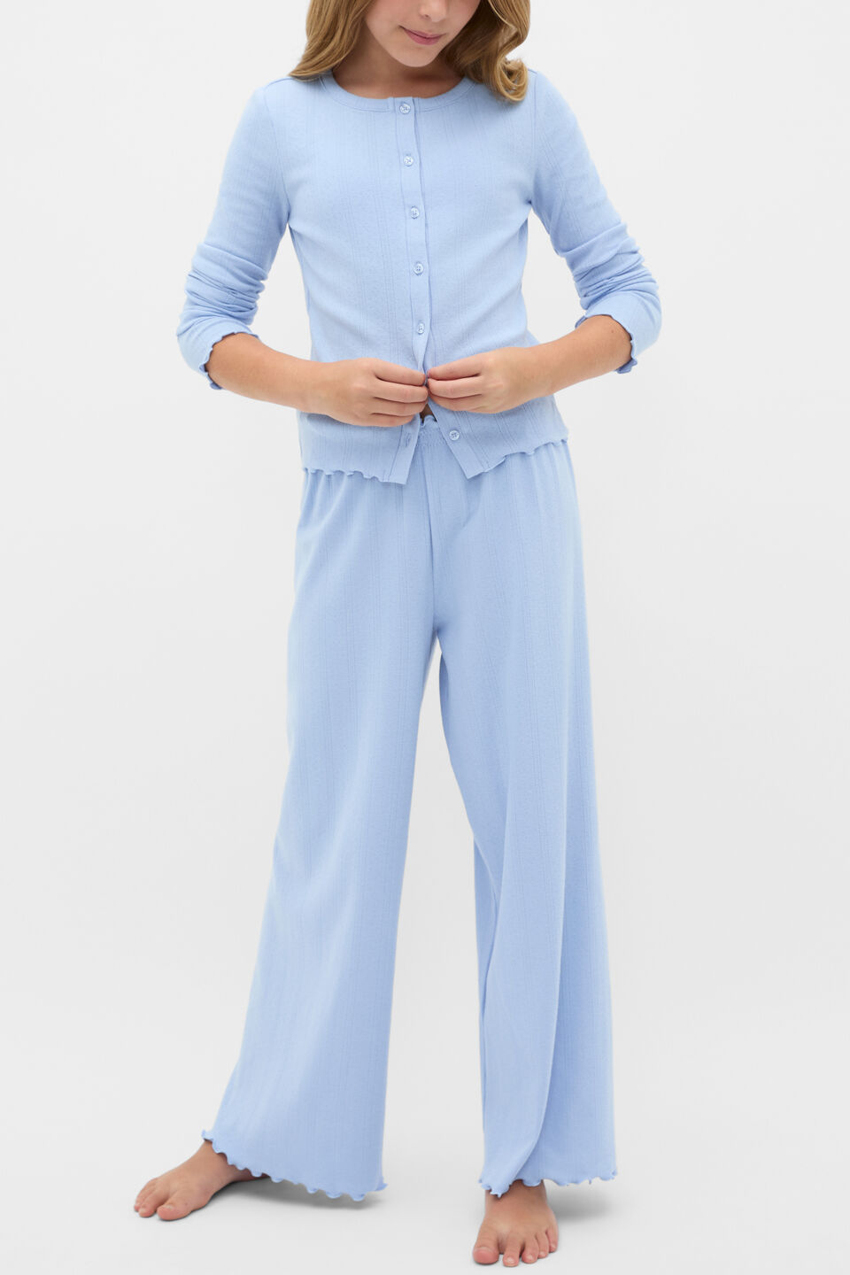 Button Up Pyjama  Cloud Blue