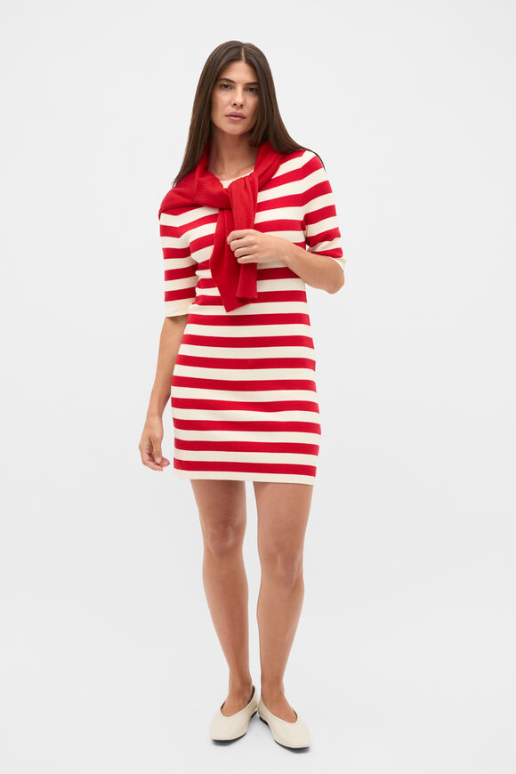 Textured Stripe Knit Mini Dress  Poppy Stripe  hi-res