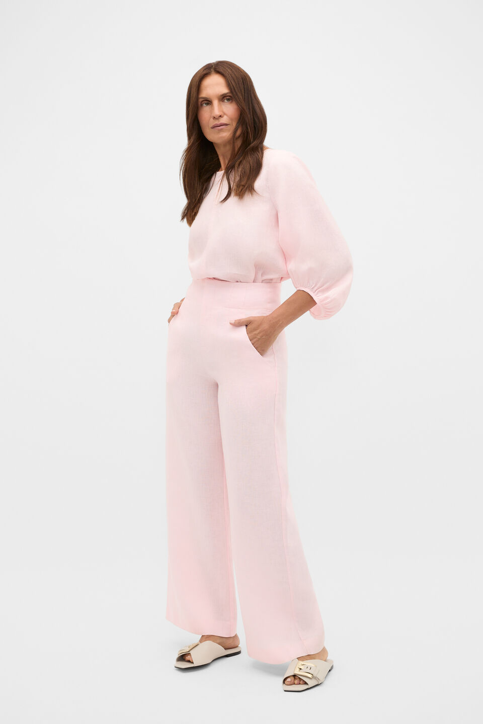 Core Linen Waisted Pant  Pale Blossom
