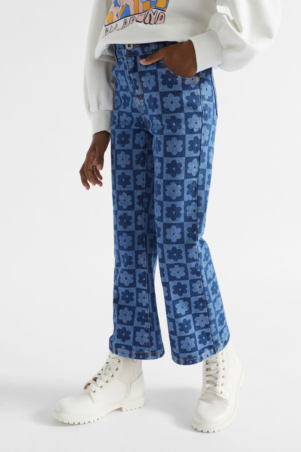 Checked Jean  Indigo