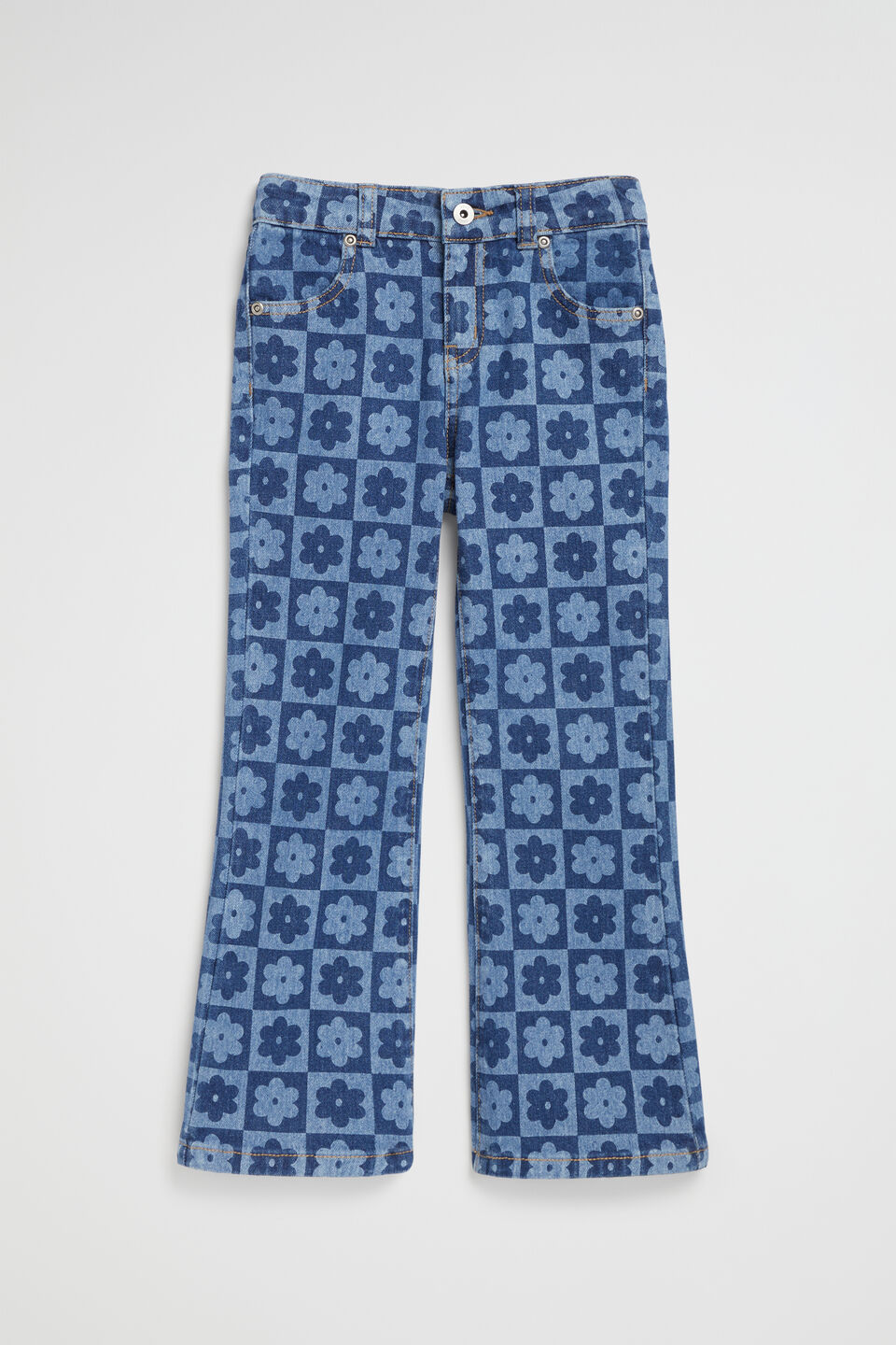 Checked Jean  Indigo