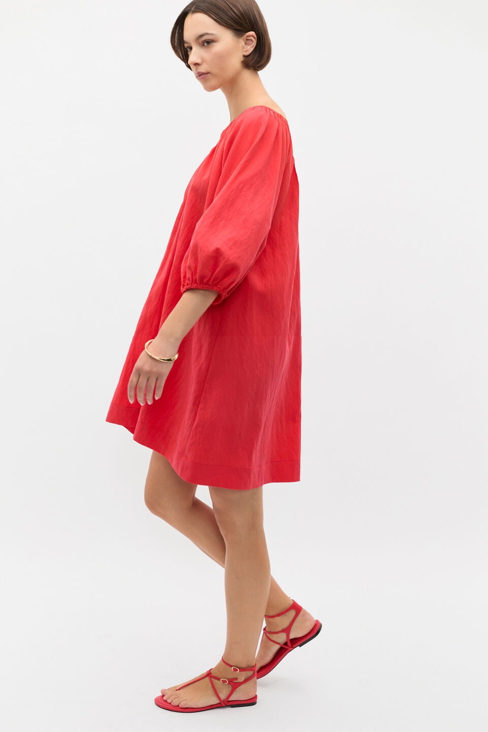 Crushed Elasticated Mini Dress  Electric Crimson
