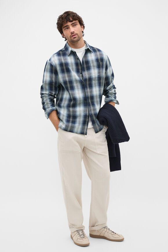 Long Sleeve Cotton Check Shirt  Blue Check  hi-res