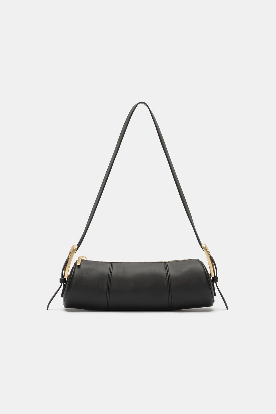 Leather Rounded Shoulder Bag  Black