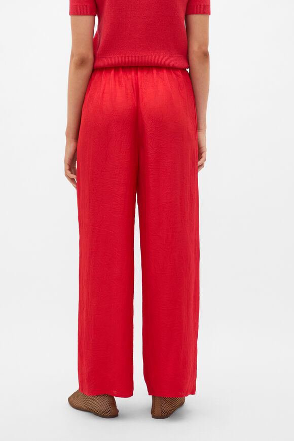 Textured Satin Easy Wide Leg Pant  Chilli Red  hi-res