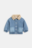 Two Tone Denim Bomber  Mid Blue  hi-res