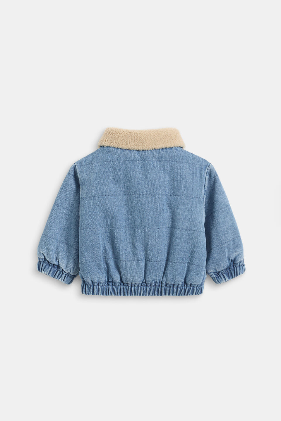 Two Tone Denim Bomber  Mid Blue