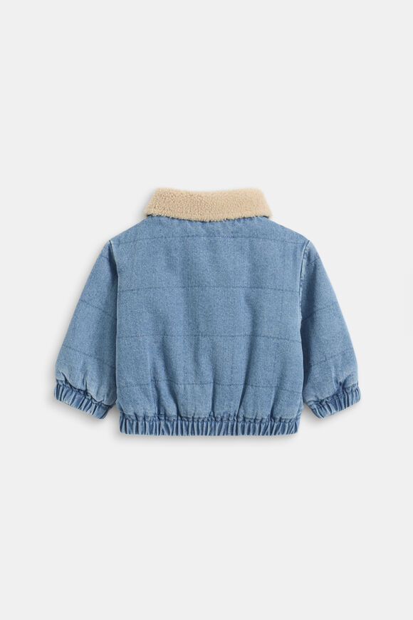 Two Tone Denim Bomber  Mid Blue  hi-res