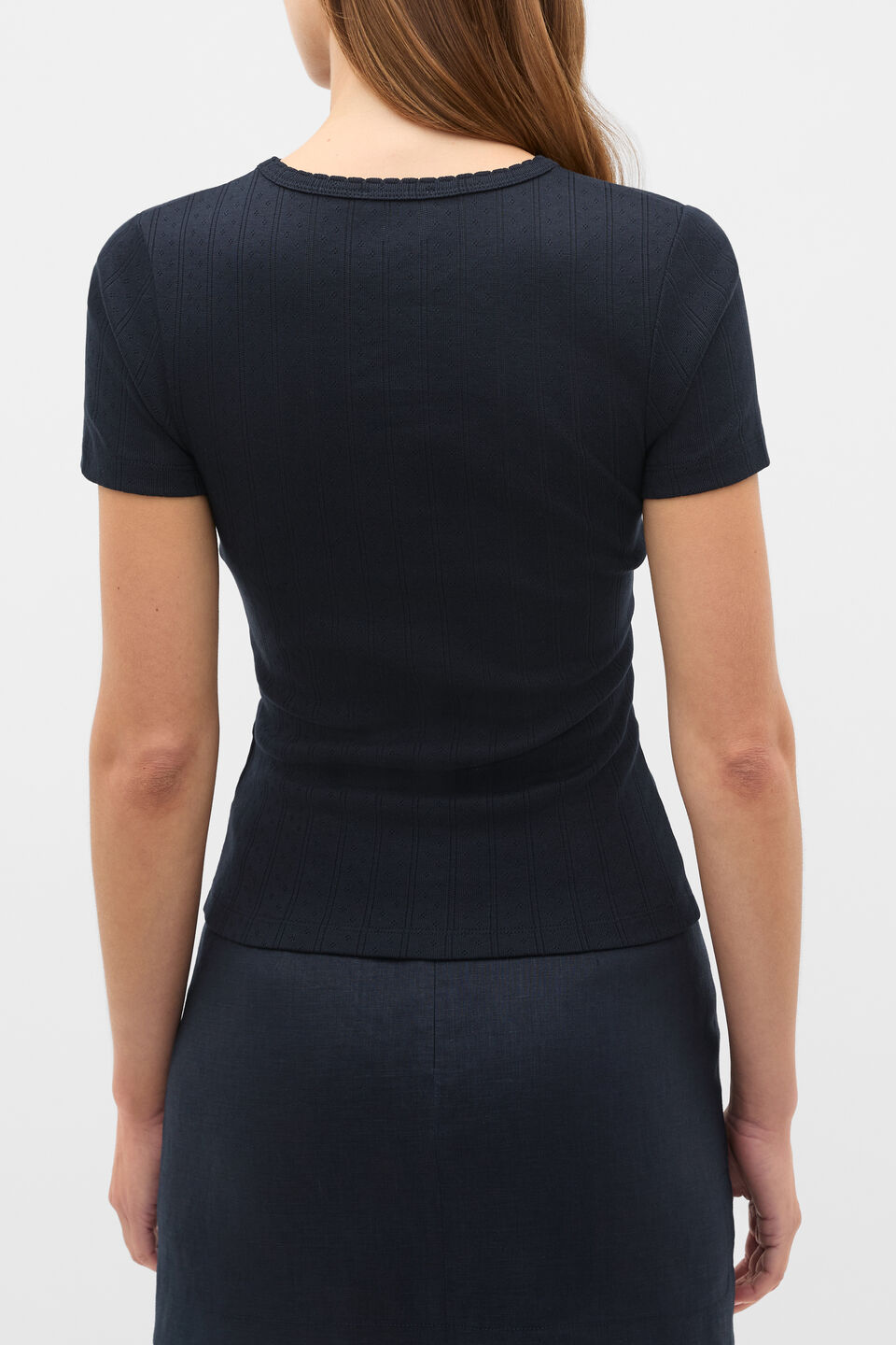 Pointelle Neat Tee  Twilight Blue