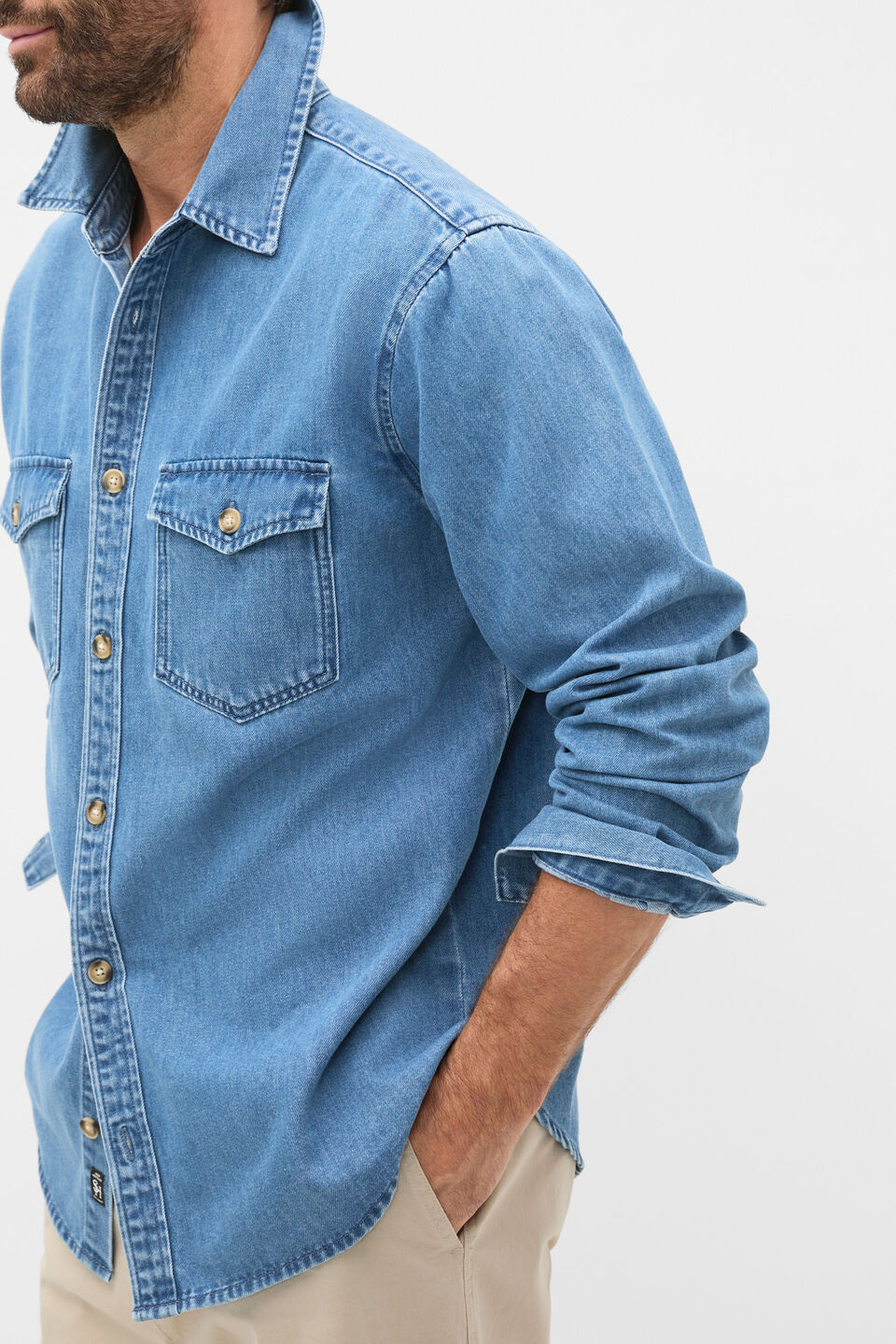 Denim Shirt  Mid Denim Wash