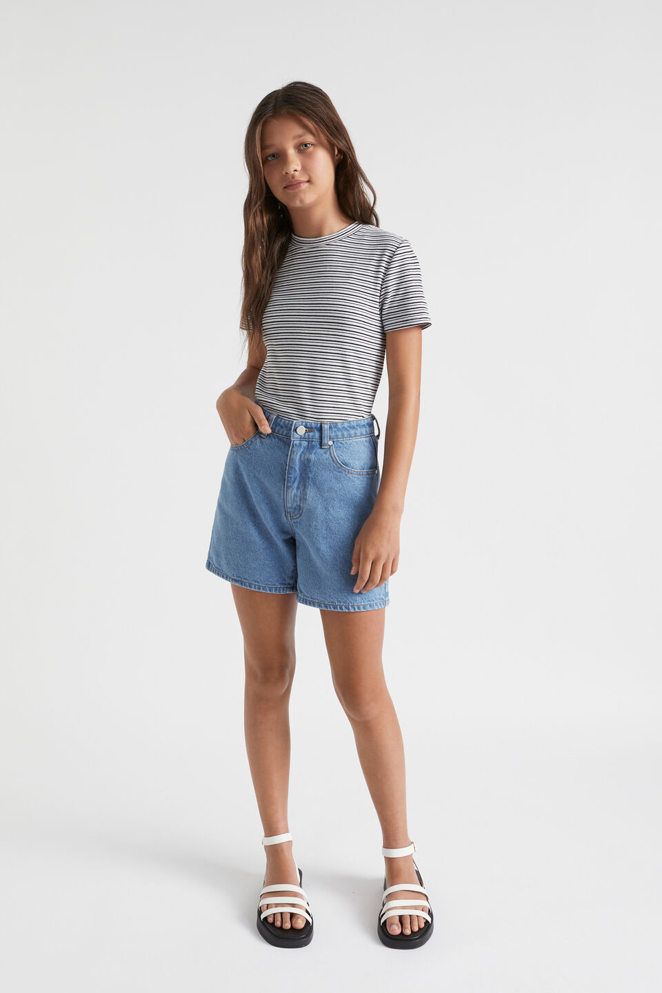 Rib Stripe Tee  Black Stripe