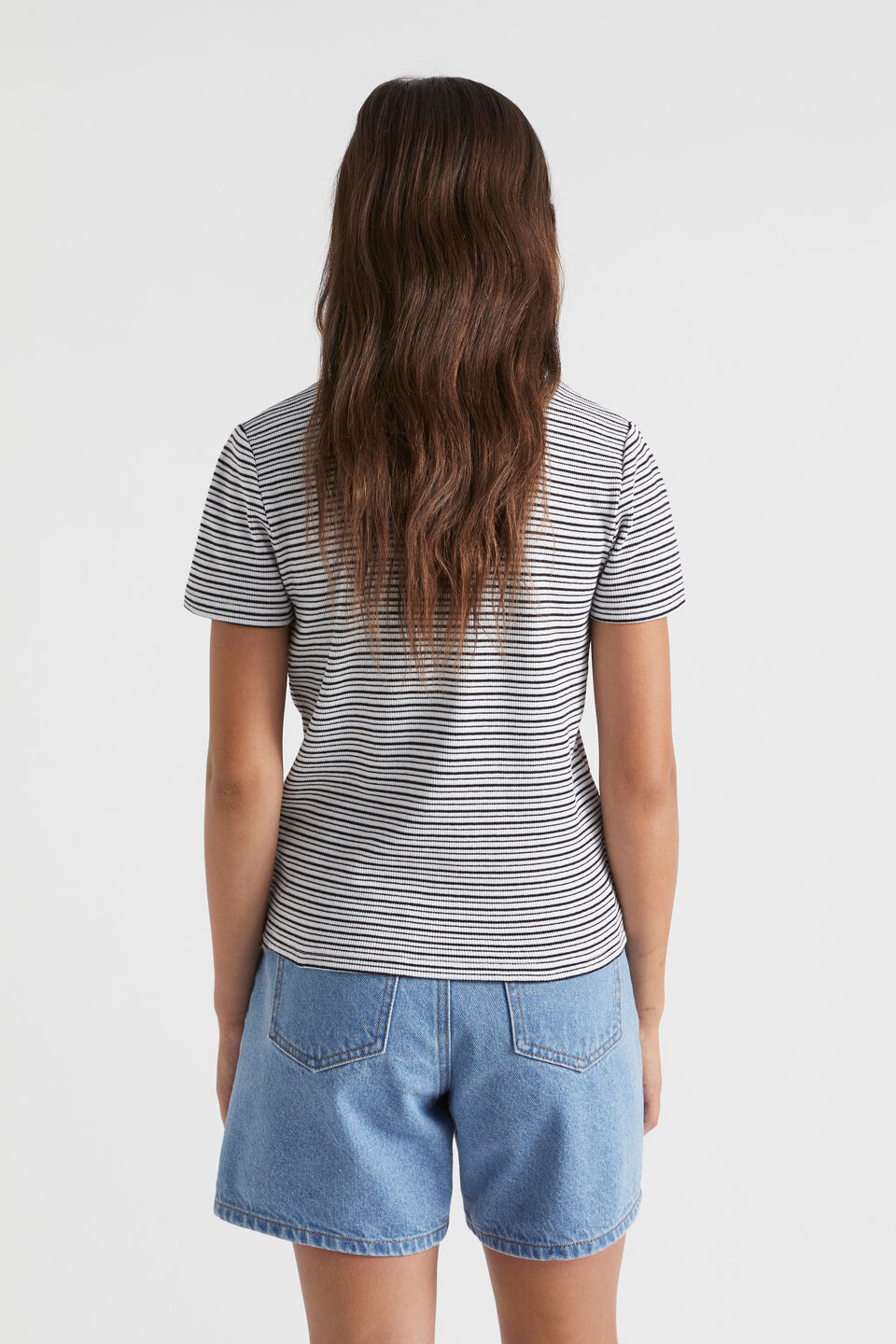 Rib Stripe Tee  Black Stripe