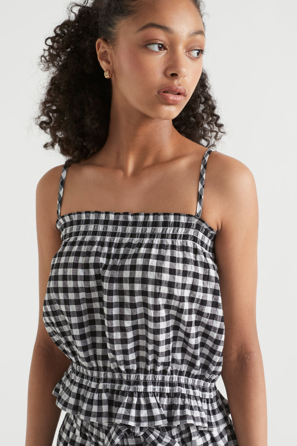 Gingham Top  Black