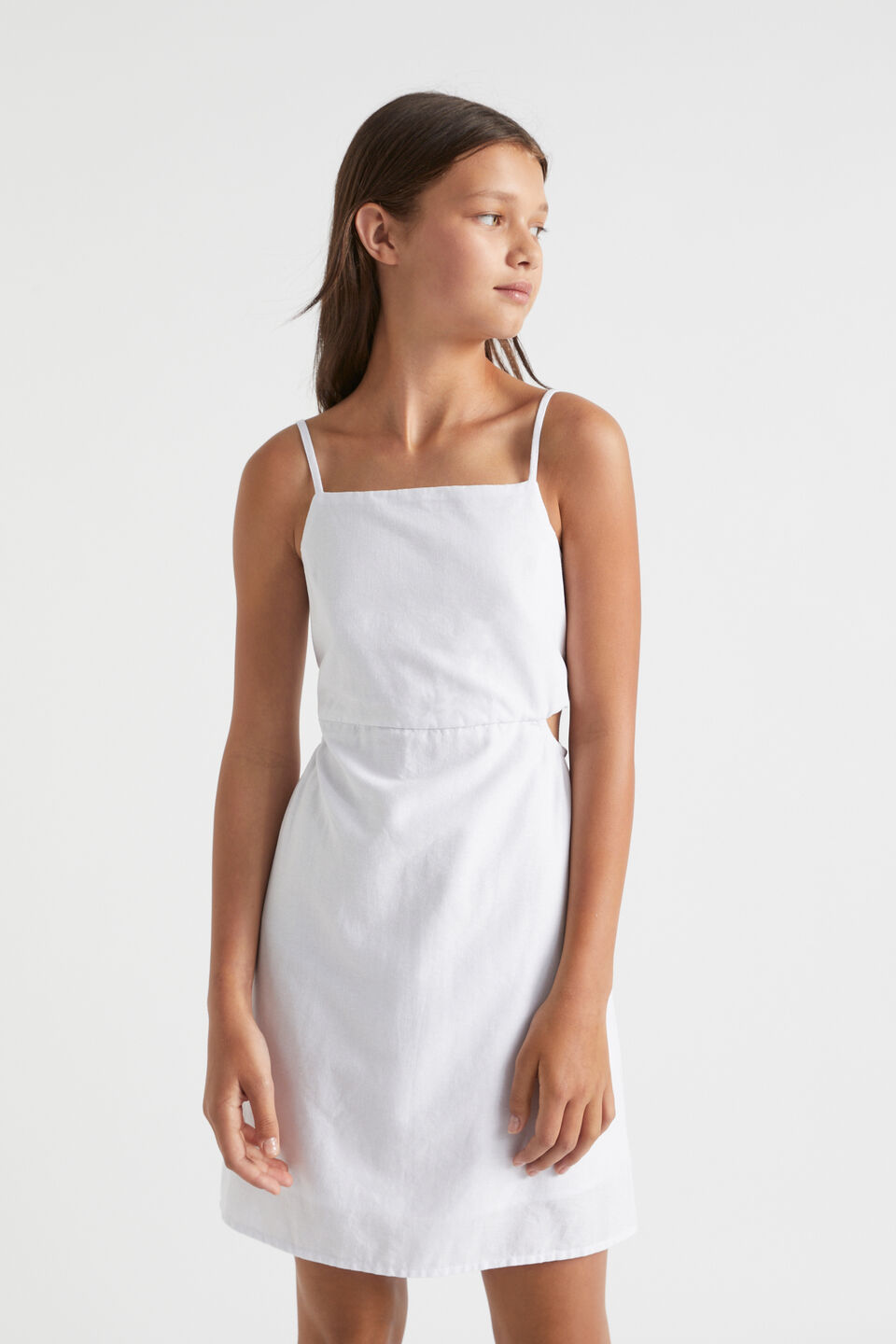 Cut-Out Tie Dress  White