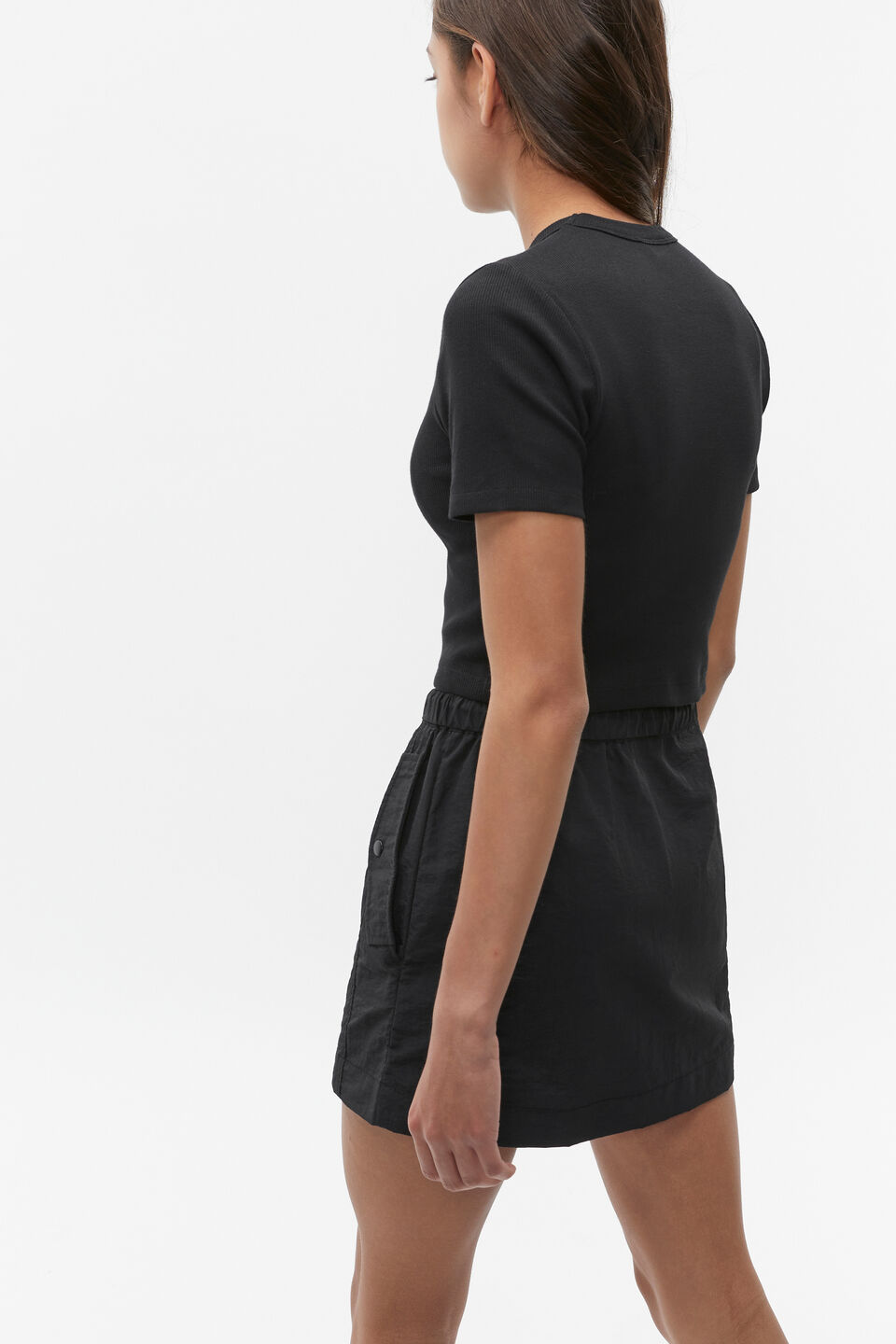 Core Crop Rib Tee  Black