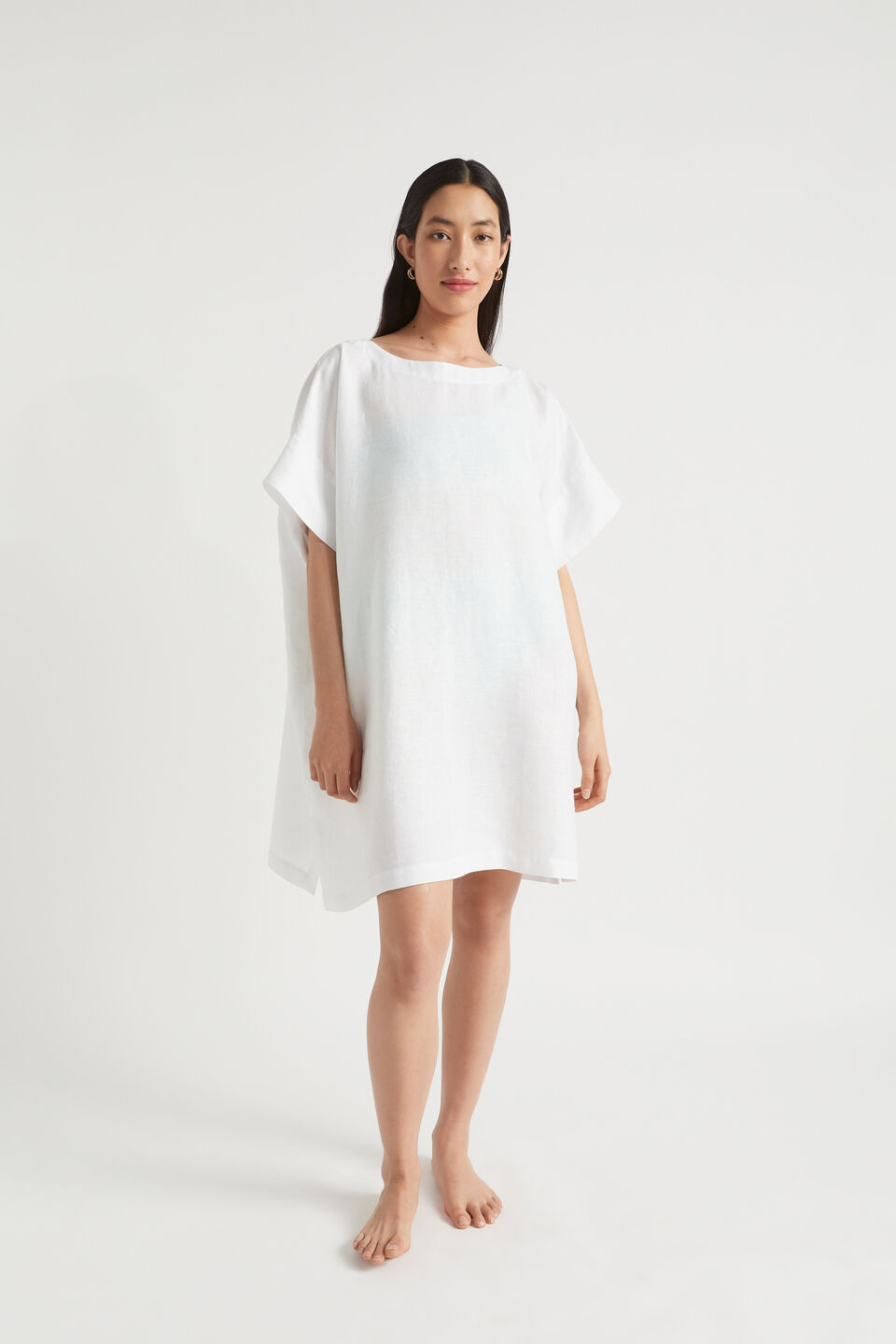 Linen Boatneck Kaftan  White