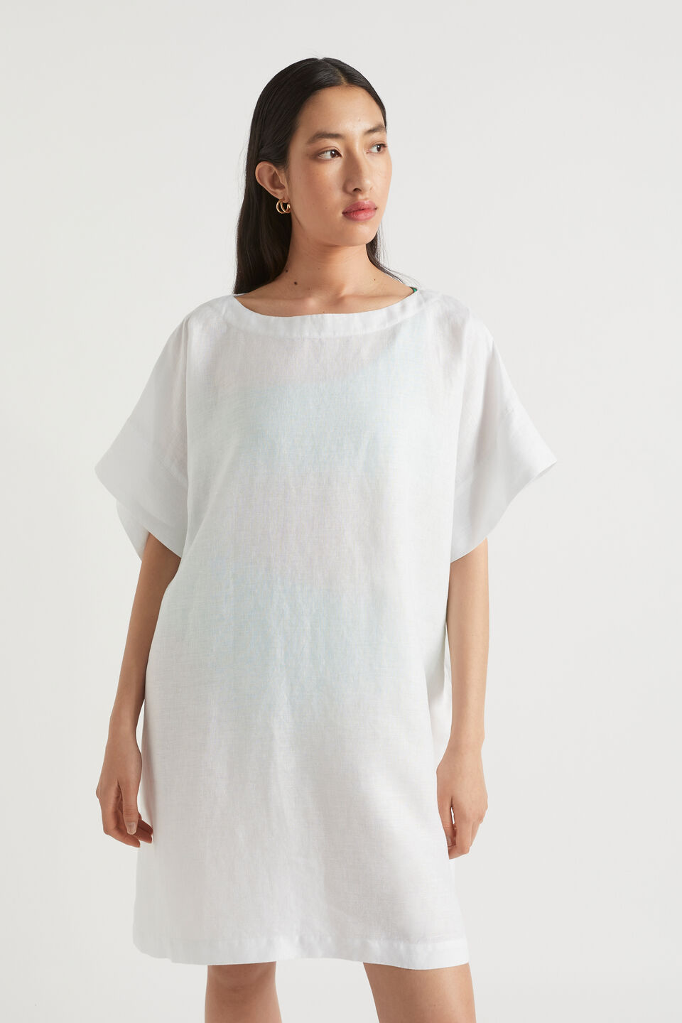 Linen Boatneck Kaftan  White