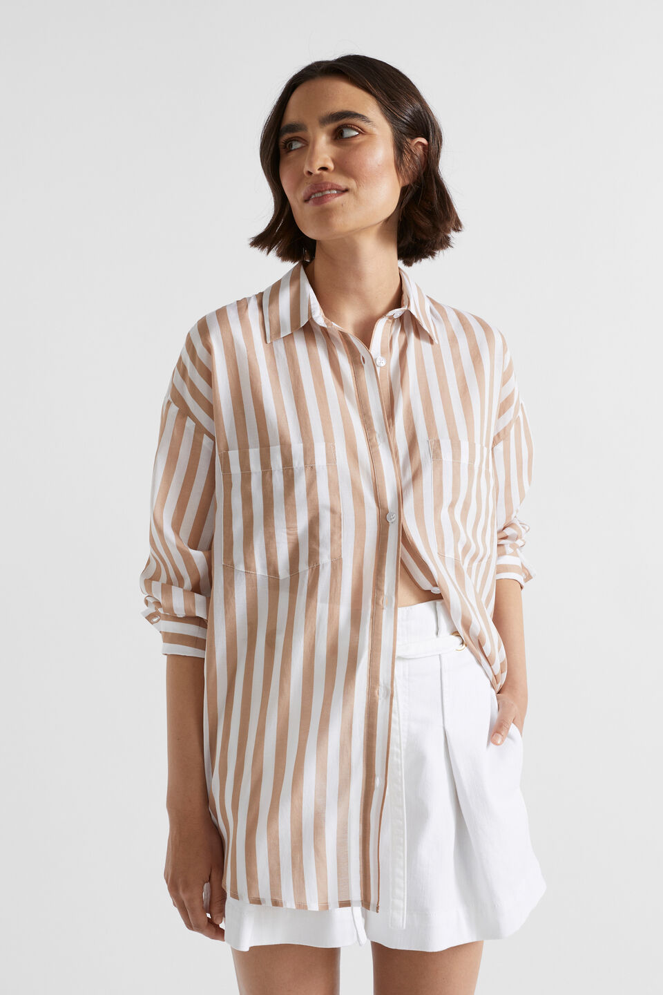 Voile Relaxed Shirt  Barley Stripe