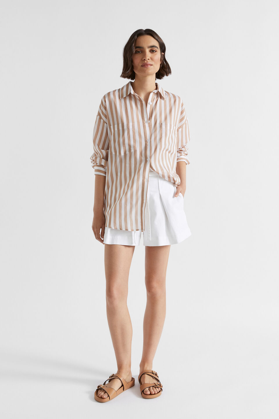 Voile Relaxed Shirt  Barley Stripe