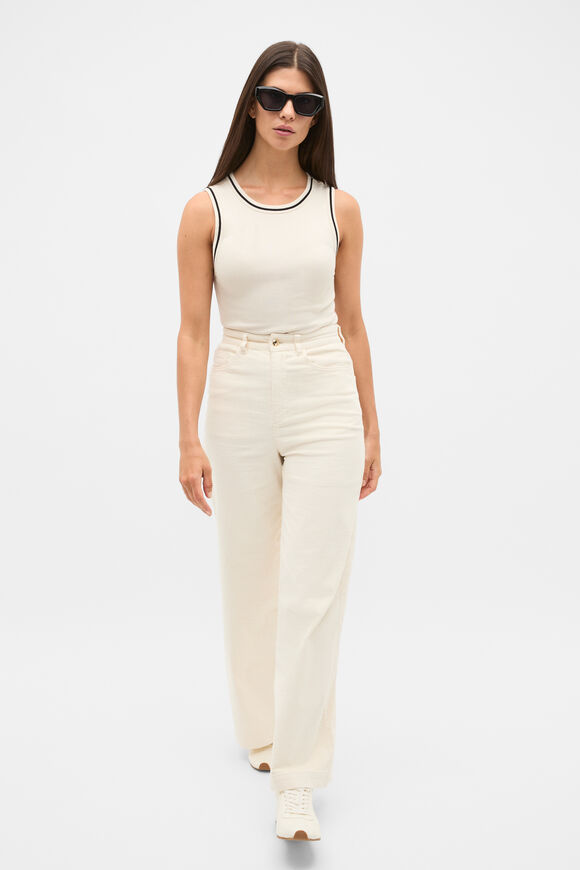 Australian Cotton Contrast Tank  Coconut Cream  hi-res