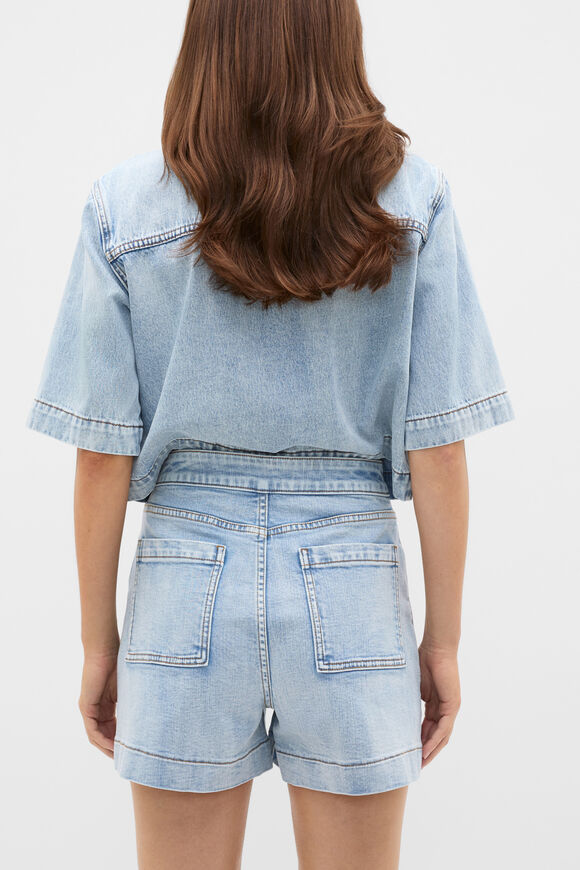 Denim Button Up Short  Breeze Blue Wash  hi-res