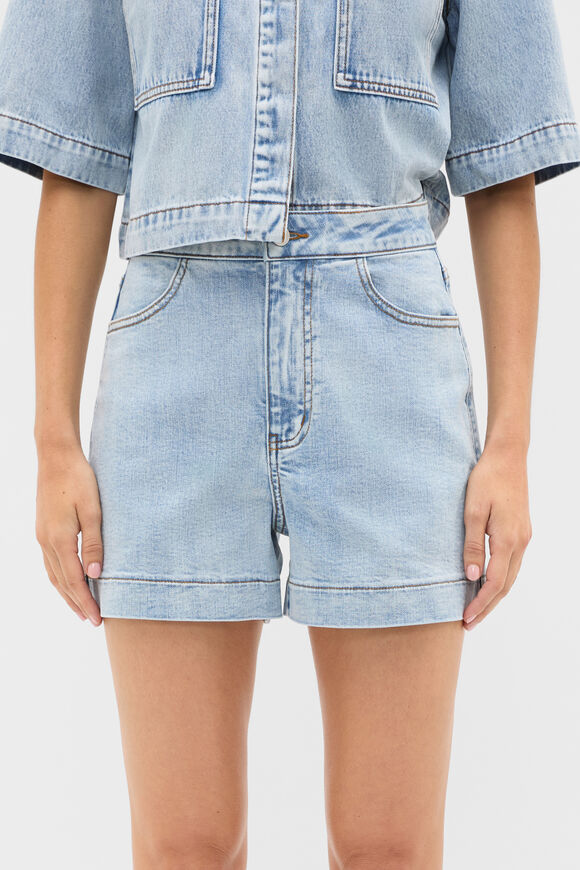 Denim Button Up Short  Breeze Blue Wash  hi-res