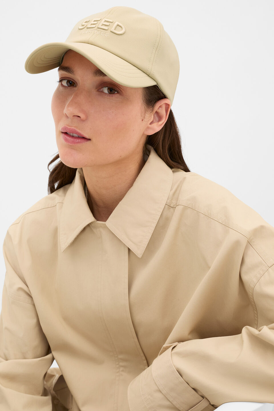 Embroidered Seed Cap  Cashew Cream