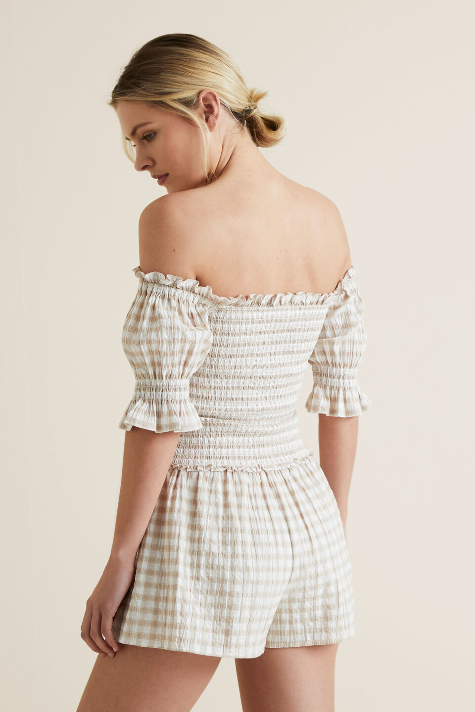 Off Shoulder Gingham Top  