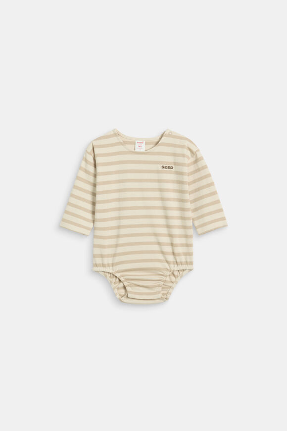 Logo Stripe Bodysuit  Milk Tea  hi-res