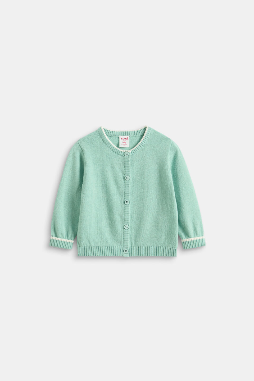 Cuffed Knit Cardigan  Seafoam