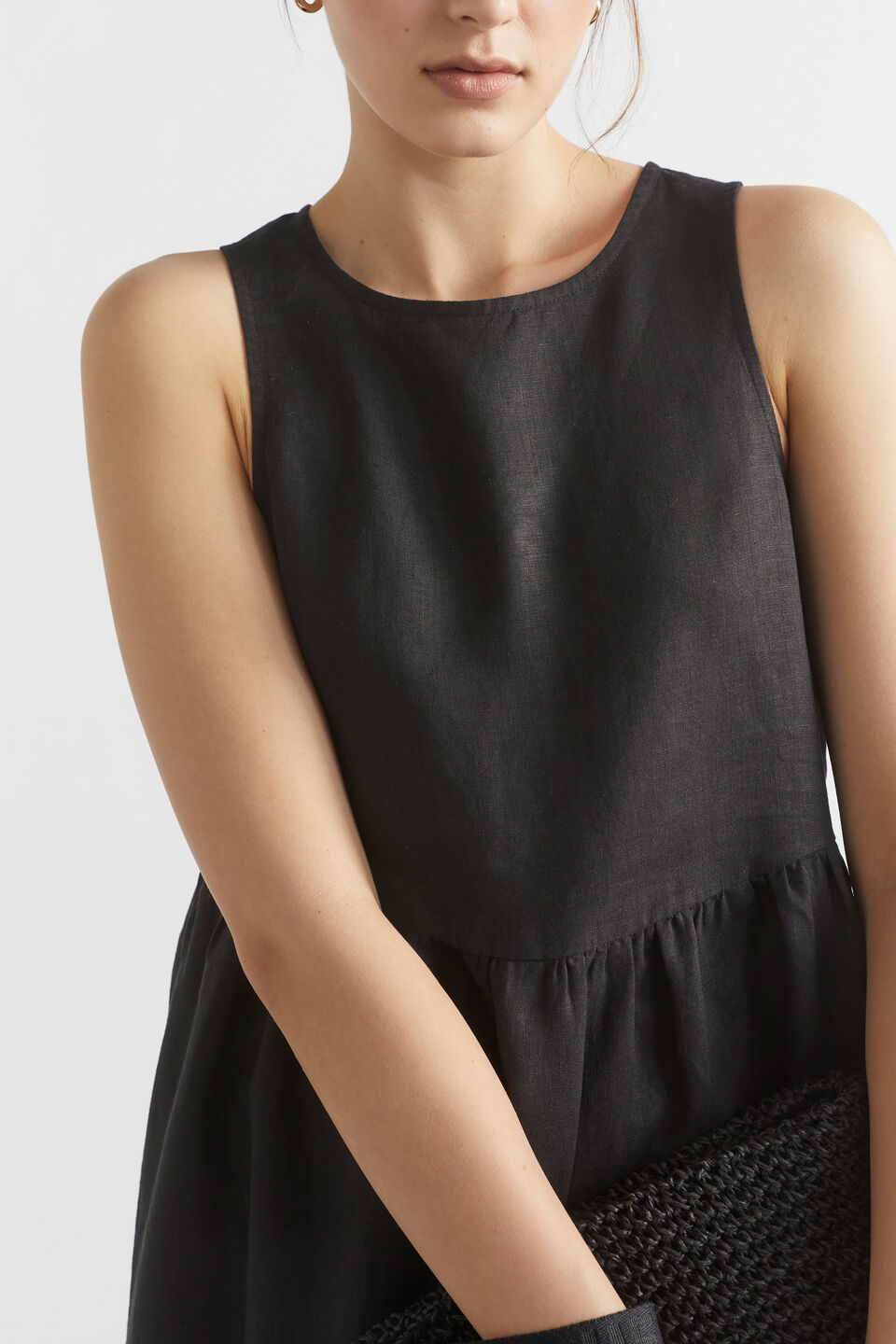 Core Linen Midi Dress  Black