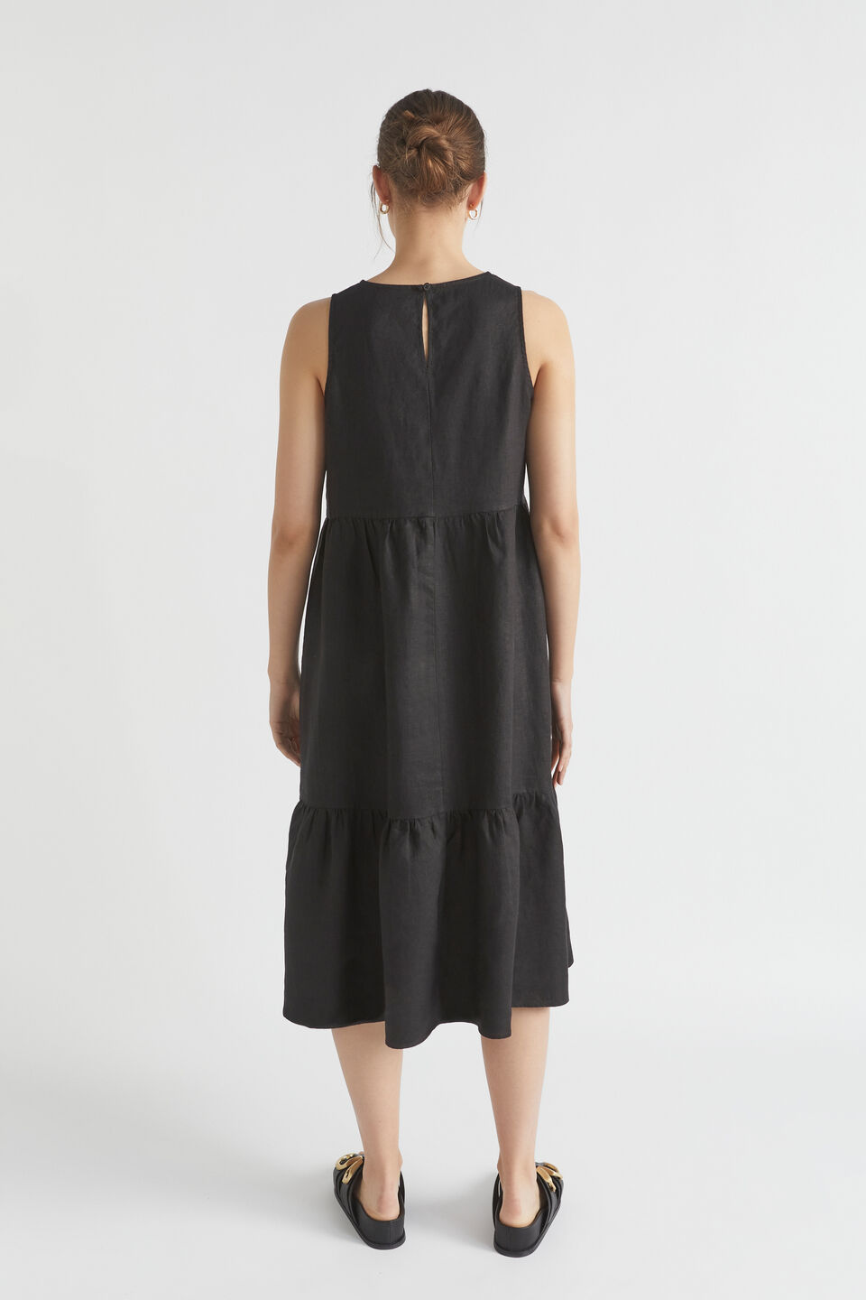 Core Linen Midi Dress  Black