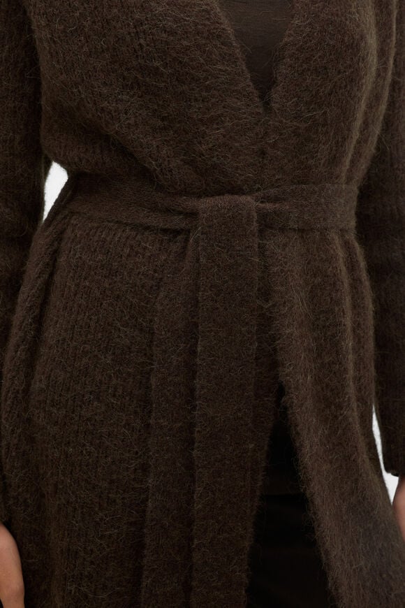 Luxe Fluffy Long Cardigan  Coffee Bean  hi-res