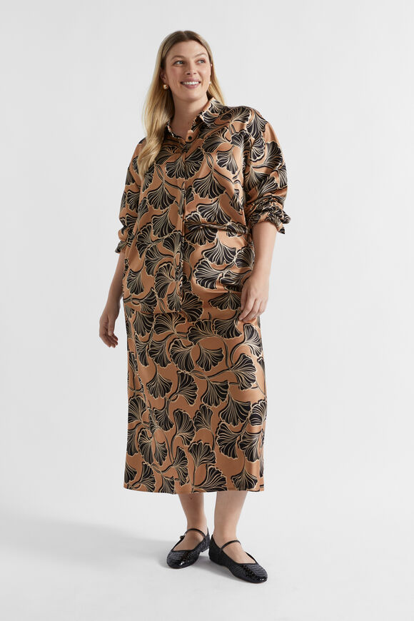 Satin Abstract Floral Shirt  Abstract Floral  hi-res