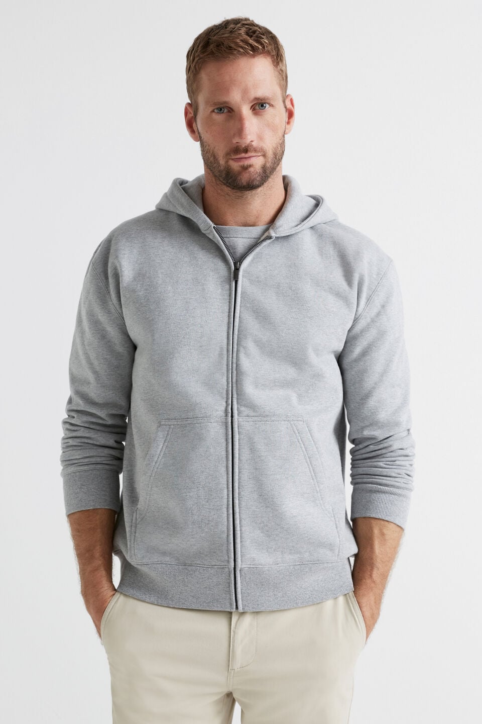 Full Zip Hooded Sweatshirt  Grey Marle