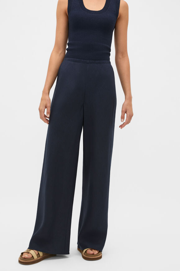 Core Linen Easy Wide Leg Pant  Twilight Blue  hi-res