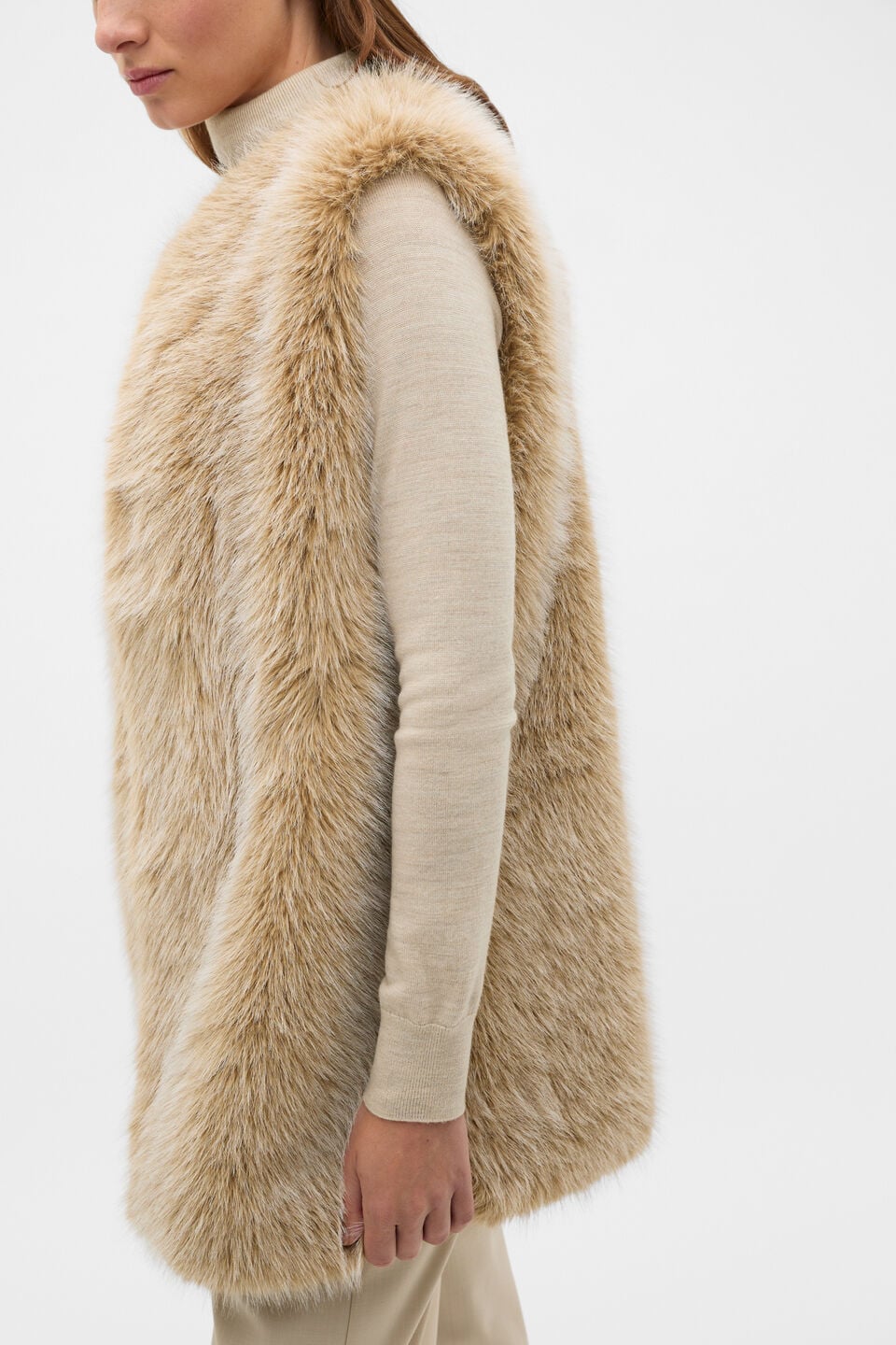 Faux Fur Gilet  Wheat Marle