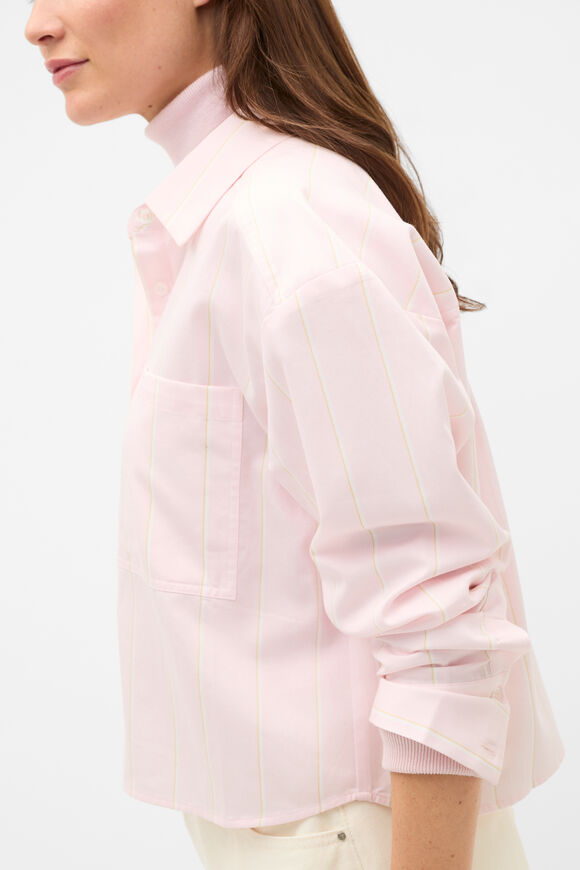 Cotton Cropped Shirt  Primrose Stripe  hi-res