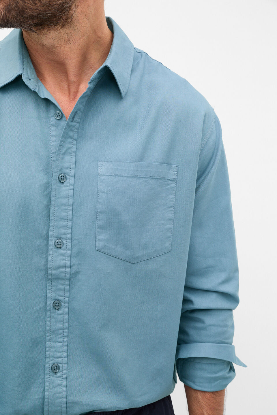 Drapey Twill Shirt  Ocean Blue