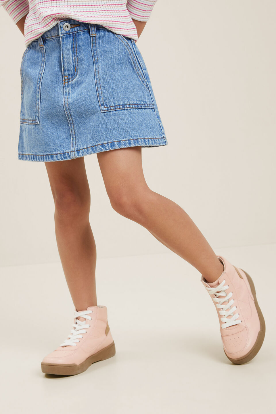Denim Skirt  Mid Wash