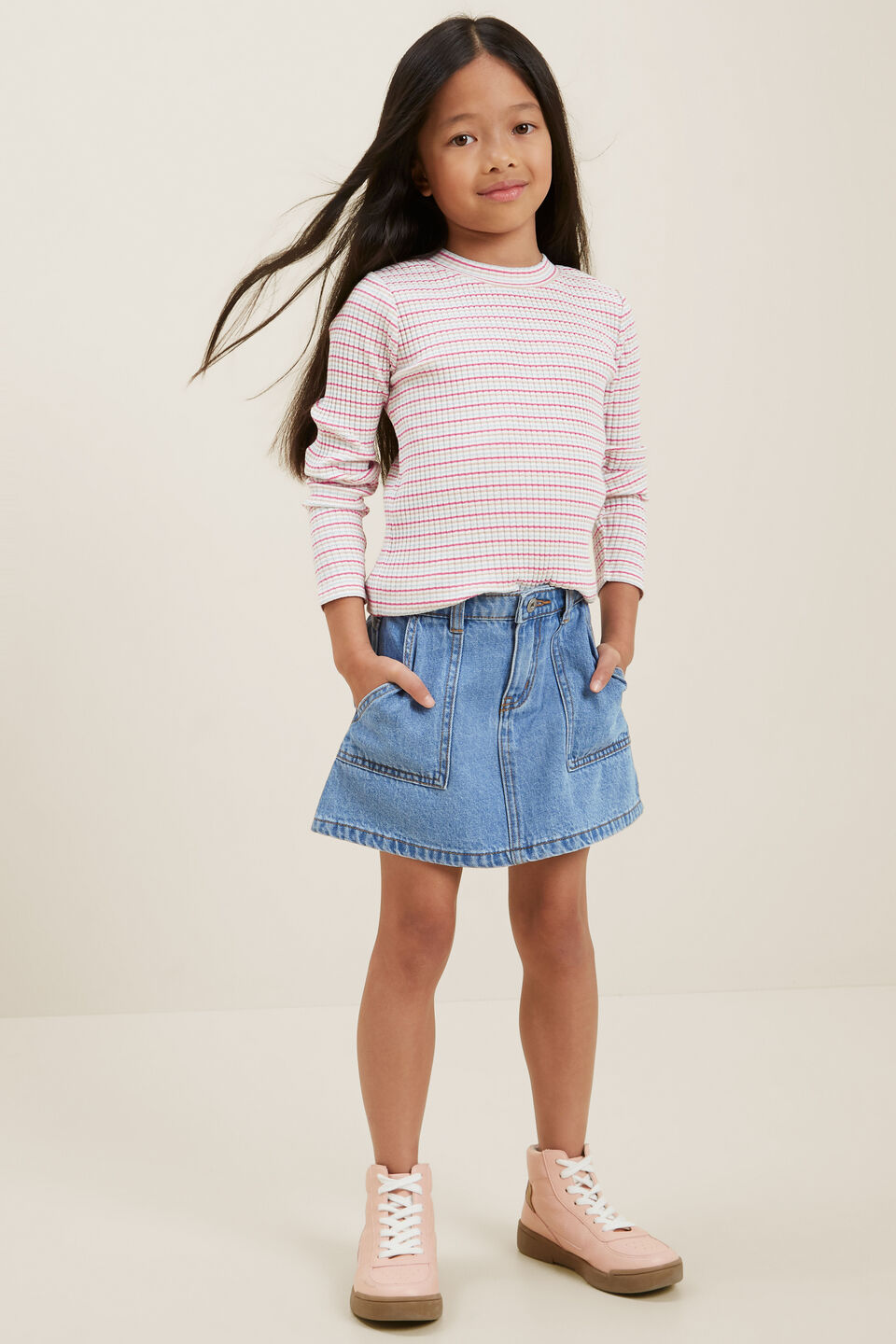 Denim Skirt  Mid Wash